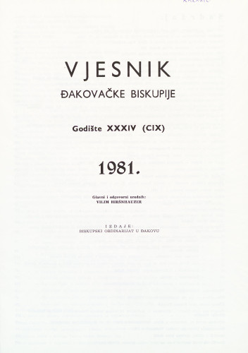 God. 34=109(1981) / glavni i odgovorni urednik Vilim Hiršnhauzer