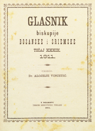 God. 39(1911) / uredio dr. Alojzije VIncetić