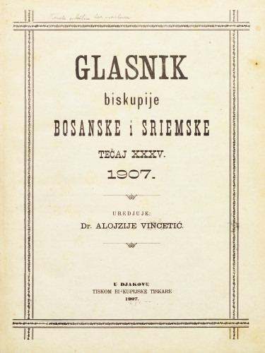 God. 35(1907) / uredjuje dr. Alojzije Vincetić