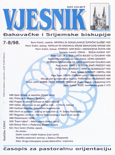 God. 126(1998), 7-8 / glavni i odgovorni urednik Đuro Hranić