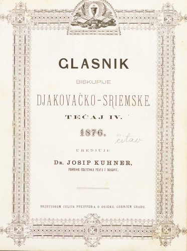 God. 4(1876) / uredjuje Josip Paus; Josip Kuhner