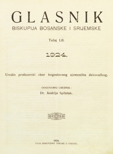 God. 52(1924) / odgovorni urednik dr. Andrija Spiletak