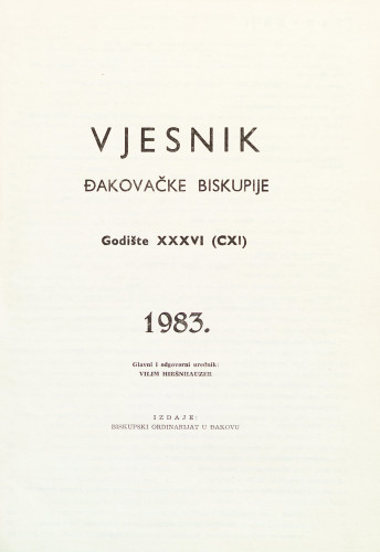 God. 36=111(1983) / glavni i odgovorni urednik Vilim Hiršnhauzer