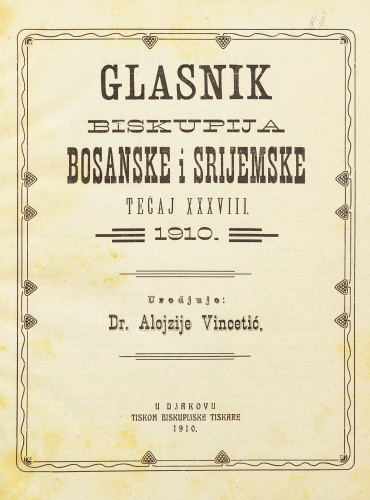 God. 38(1910) / uredjuje dr. Alojzije Vincetić