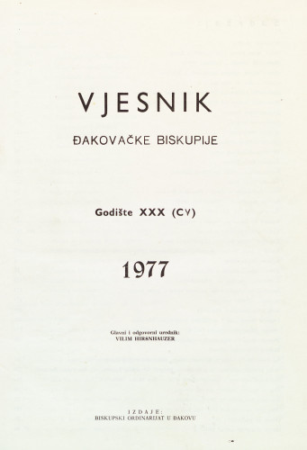 God. 30=105(1977) / glavni i odgovorni urednik Vilim Hiršnhauzer