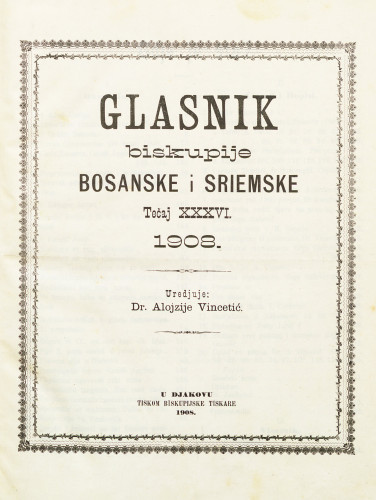God. 36(1908) / uredjuje dr. Alojzije Vincetić