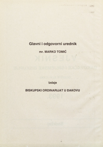 God. 46=121(1993) / glavni i odgovorni urednik mr. Marko Tomić