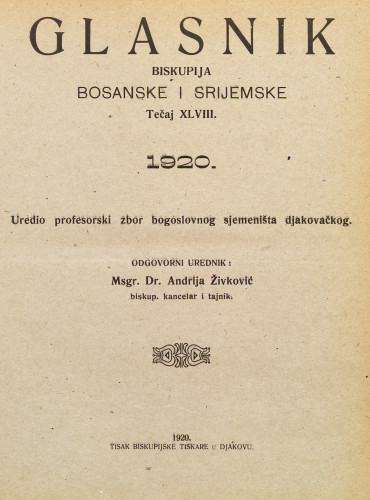 God. 48(1920) / odgovorni urednik dr. Andrija Živković