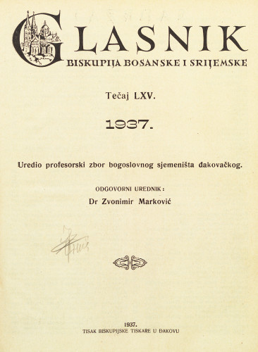 God. 65(1937) / odgovorni urednik dr. Zvonimir Marković