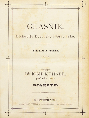 God. 8(1880) / uredjuje dr. Josip Kuhner