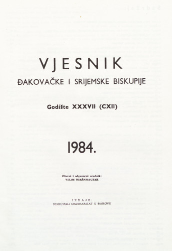 God. 37=112(1984) / glavni i odgovorni urednik Vilim Hiršnhauzer