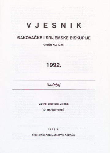 God. 45=120(1992) / glavni i odgovorni urednik mr. Marko Tomić