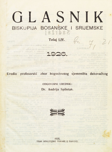 God. 54(1926) / odgovorni urednik dr. Andija Spiletak
