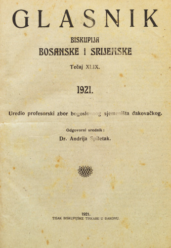 God. 49(1921) / odgovorni urednik Andrija Živković; Andrija Spiletak