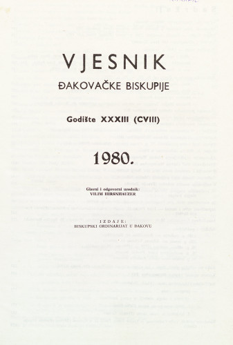 God. 33=108(1980) / glavni i odgovorni urednik Vilim Hiršnhauzer