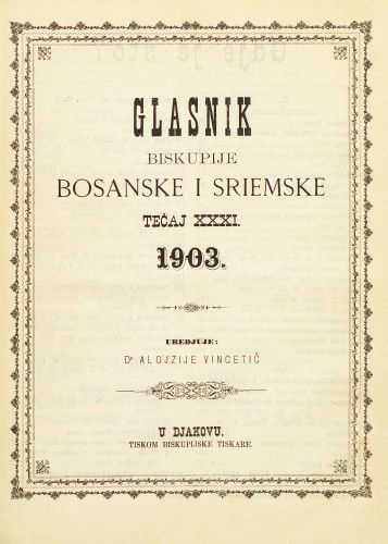 God. 31(1903) / uredjuje dr. Alojzije Vincetić