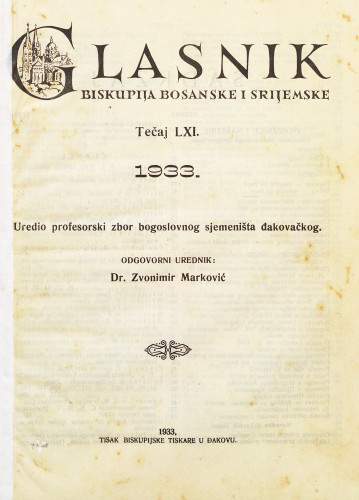 God. 61(1933) / odgovorni urednik dr. Zvonimir Marković